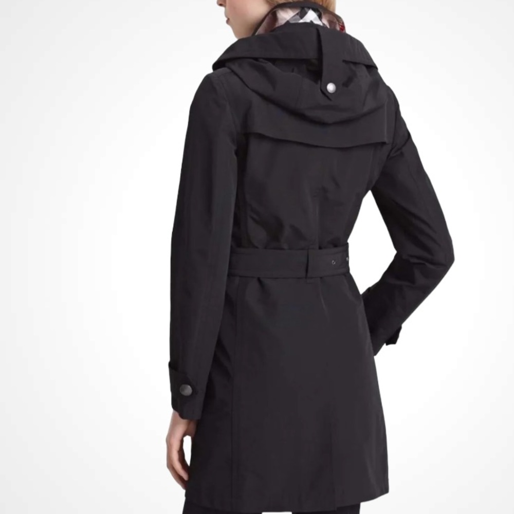BURBERRY BRIT BLACK CLASSIC BELTED TRENCH COAT SIZE 8 - Picture 5 of 16